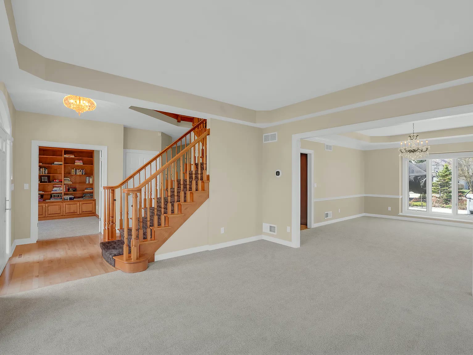 Great room with staircase
